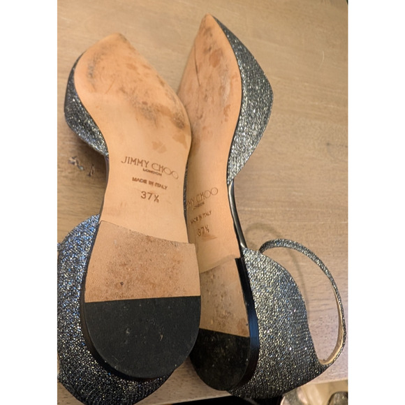 Jimmy Choo Ankle Strap Flats Glitter Metallic Sparkle 37.5 EUC - Picture 6 of 7